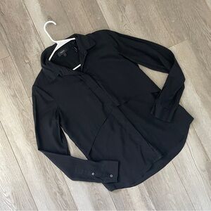 Theory Silk Shirt collared button up layered womens Black (xsmall) contemporary